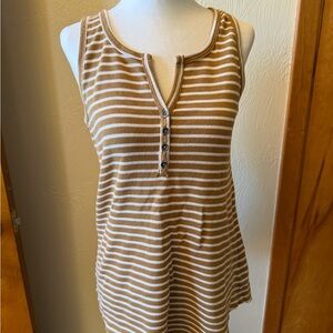 Maurice’s Striped Sleeveless Top - Brown and White Size Small